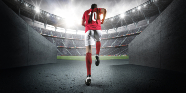 Soccer player entering the 3d imaginary stadium