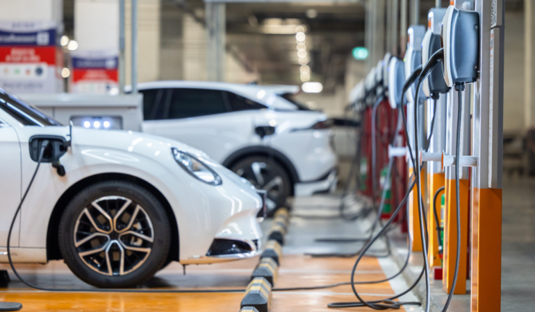 EV charging station and electric car, Electric car charging stat