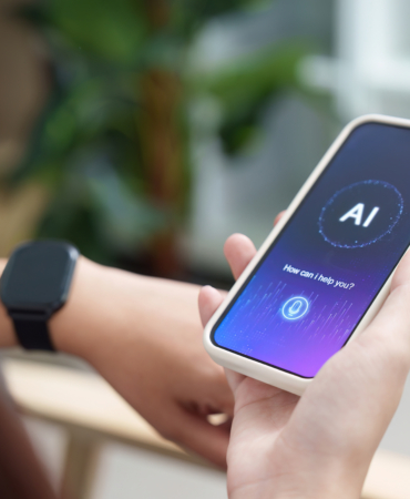AI Assistance. User engaging with AI on smartphone for support.
